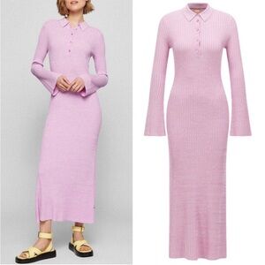 Hugo Boss Floriene Stretch Rib Knit Polo Maxi Dress
Size Medium Blossom Melange
